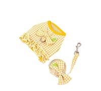 Arnés para Perros Lindo arnés para Perros Conjunto de Correa Mochila Estampado a Cuadros Mariposa Malla Transpirable Arnés para Mascotas Gatos Chaleco Perro (Amarillo S 1.5_2.5kg)