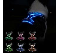 Arnés para perros luminoso, LED luminosos para perros, arnés luminoso para perros con asa, arnés LED recargable para perros, arnés LED ajustable para perros, para paseos nocturnos, negro, M