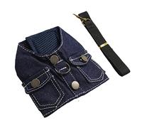 Arnés para perros para chaqueta de mezclilla, pantalones vaqueros, arnés para perros para evitar asfixia, malla transpirable para evitar desgarros en el cuello con correa de nailon para perros S