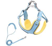 Arnés para Perros para Mascotas Arnés Ajustable para Perros Sin tirones Cachorro Gato Correa para Caminar al Aire Libre Bulldog francés Collar para Chihuahua (Azul_Amarillo XS)