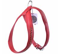 Arnés para perros pequeños de cuero rojo y cristales Swarovski mod. Rubin de GogiPet®
