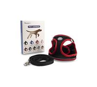 Arnés para Perros Pequeños y Medianos, con Correa de 1,4 m, Reflectante, Transpirable, M, Rojo y Negro