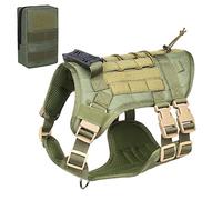 Arnés para Perros Pet Shepherd Chaleco de Entrenamiento para Mascotas Juego de arnés y Correa para Perros pequeños, medianos y Grandes (Verde con Bolsa M 60_80 CM Pecho)