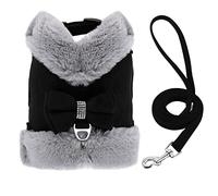Arnés para Perros y Gatos pequeños, Conjunto de Correa, arnés Suave y cálido, Chaleco Transpirable para Cachorros, arnés para Mascotas, Plomo para Perros pequeños (Negro L)