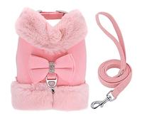 Arnés para Perros y Gatos pequeños, Conjunto de Correa, arnés Suave y cálido, Chaleco Transpirable para Cachorros, arnés para Mascotas, Plomo para Perros pequeños (Rosa XS)