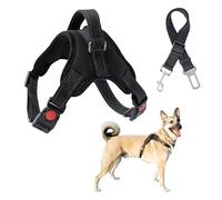 Arnés Perro Grande Sin Tirones. Peitoral para Cão Reflectante Antitirones Acolchado Ajustable Antiescape y Cinturón de Seguridad para Coche. Pechera Dog Harness. Usar con Correa de Paseo para Perros.