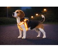 Arnés Perro Mediano - arnés Step&Go Fierro Fluo Naranja - Talla M - 35-60 cm - Nylon Regulable - Bandas Reflectantes - Doble Anilla Anti-tirones