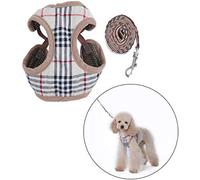 Arnes Perro Pequeños y Gatos, Suave Cómodo Arnes con Correa para Perros Pequeño Mascotas Gatos Cachorros, Tela de Malla Chaleco, Ajustable (S, Enrejado)