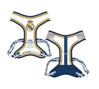 Arnés Perro Real Madrid Talla M diseño Oficial Escudo Bordado y Ajuste Seguro - Arnés Real Madrid Perro Accesorio Resistente y cómodo para Perros medianos Control Total y Estilo Merengue Cada Paseo