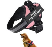 Arnés personalizado para perro sin tirones con nombre y número de teléfono personalizados, chaleco reflectante resistente, diseño antitirones ajustable para evitar la asfixia para entrenar a caminar
