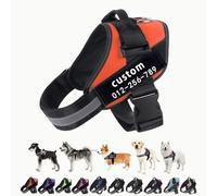 Arnés personalizado para perro sin tirones, personalizado con nombre y número de teléfono, para entrenar a pasear perros pequeños, medianos y grandes, chaleco reflectante ajustable para evitar tirones