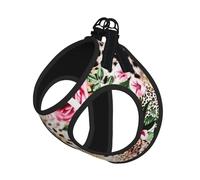 Arnés reflectante ajustable con estampado de leopardo y rosa para gatos, perros y mascotas pequeñas, chaleco de malla transpirable suave con correa a prueba de fugas