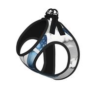 Arnés reflectante ajustable con estampado de mariposas azules y nubes para gatos, perros y mascotas pequeñas, chaleco de malla transpirable suave con correa a prueba de fugas