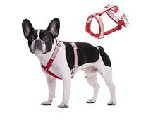 Arnés reflectante con diamantes de imitación para perro, sin tirones, ajustable, con anillo en D, para perros pequeños y medianos, talla S (rojo)