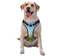 Arnés reflectante para perro con estampado de huevo de Pascua y hierba de conejo de madera transpirable ajustable para mascotas, 4 tamaños L con hebillas de liberación rápida, adecuado para paseos y
