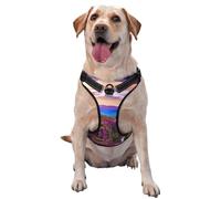 Arnés reflectante para perro con estampado floral de montaña, transpirable, ajustable, chaleco para mascotas, 4 tallas M, con hebillas de liberación rápida, adecuado para paseos y acampadas