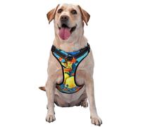 Arnés reflectante para perro de liberación rápida con estampado de peces marinos tropicales con 2 hebillas de liberación rápida, 4 tamaños XL, ideal para paseos al aire libre y caminatas