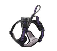 Arnés retráctil para perro, color morado negro L | Correa integrada, diseño de chaleco acolchado, control de asa superior, correas ajustables, equipo para caminar diariamente