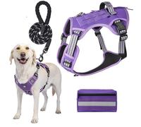 Arnés Táctico For Perros Sin Tirones For Perros Grandes Y Medianos, Arnés Reflectante Ajustable A Prueba De Escape, Sin Estrangulamiento, con Bolsa Y Cuerda Desmontables(Purple,S)
