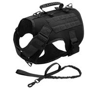 Arnés Táctico Militar para Mascotas, Chaleco De Nailon Ajustable, Arnés para Perros, Juego De Correa, Arnés De Entrenamiento para Perros Medianos A Grandes,Conjuntos Negros,Metro