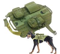 Arnés táctico para perro con sistema Molle, chaleco militar ajustable, asa y bolsas desmontables para entrenamiento y actividades al aire libre