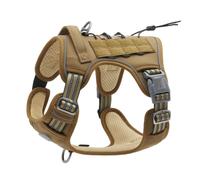 Arnés táctico para perros, ajustable, transpirable, fácil de poner y quitar, color marrón y verde, talla