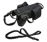Arnés Táctico para Perros con Bolsas Y Correa Elástica para Perros, Chaleco para Perros De Servicio con Mochila para Caminar, Senderismo, Entrenamiento,Negro,S