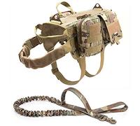 Arnés Táctico para Perros con Bolsas Y Correa Elástica para Perros, Chaleco para Perros De Servicio con Mochila para Caminar, Senderismo, Entrenamiento,CP,L