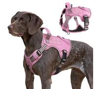 Arnés táctico para perros grandes, chaleco de servicio militar resistente sin tirones con mango de control y 2 parches, arnés ajustable reflectante suave acolchado para mascotas, para entrenamiento