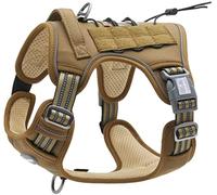 Arnés Táctico para Perros Medianos y Grandes, Antitirones, Reflectante, Uso Profesional, S, Verde Militar