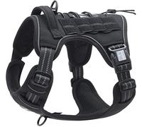 Arnés Táctico para Perros Medianos y Grandes, Antitirones, Reflectante, Uso Profesional, XL, Negro