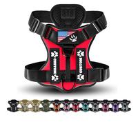 Arnés táctico personalizado para perro con parches de nombre y números personalizados, chaleco ajustable sin tirones con asa y parche de la bandera de Estados Unidos (rojo)