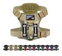 Arnés táctico personalizado para perro, con parches de nombre y números personalizados, chaleco ajustable sin tirones con asa y parche de la bandera de Estados Unidos (camuflaje verde)