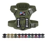 Arnés táctico personalizado para perro, con parches de nombre y números personalizados, chaleco ajustable sin tirones, con asa y parche de la bandera de Estados Unidos (verde oscuro)