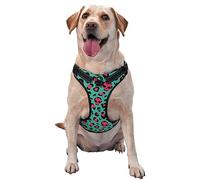 Arnés Transpirable para Perro con Estampado de Leopardo en Turquesa y Rosa Suave, con diseño de Calavera y Doble Chaleco de Moda con Cuello y Pecho Ajustables.