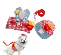 Arnés y arnés para perros - Kit cómodo con sombrero para animales - Juego de arnés y correa | Para cachorros de talla pequeña, mediana y grande, pasear al aire libre, compras, correr