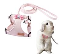 Arnés y correa de conejo - Arnés ajustable a prueba de escape para caminar, correr, senderismo, camping al aire libre - Lindo juego de correa de arnés de animales pequeños (mediano, rosa)