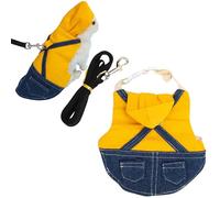 Arnés y correa de conejo, ropa de animales pequeños para conejo, conejillo de indias, arnés a cuadros, ropa de conejillo de indias para gatitos y otros animales pequeños (amarillo, L)