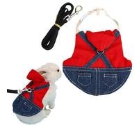 Arnés y correa de conejo, ropa de animales pequeños para conejo, conejillo de indias, arnés a cuadros, ropa de conejillo de indias para gatitos y otros animales pequeños (rojo, S)