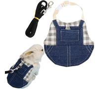 Arnés y correa de conejo, ropa de animales pequeños para conejo, conejillo de indias, arnés a cuadros, ropa de conejillo de indias para gatitos y otros animales pequeños (gris, M)