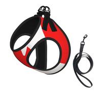 Arnés y correa de malla suave con estampado de bandera canadiense para perro, cachorro, gato, chaleco acolchado cómodo sin tirones