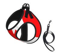 Arnés y correa de malla suave con estampado de bandera canadiense para perro, cachorro, gato, chaleco acolchado cómodo sin tirones