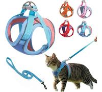 Arnés y Correa for Gatos for Caminar A Prueba de Escapes Correa for Gatos Suave y Ajustable Chaleco cómodo y Transpirable Arnés for Gatitos fácil de Usar for Viajes al Aire Libre(Blue,S)