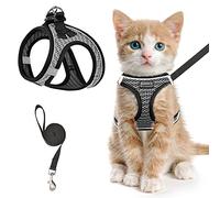 Arnés y correa para gatos para caminar a prueba de escapes, arnés ajustable de chaleco para gatitos, arnés de malla suave reflectante para cachorros, para exteriores, ajuste cómodo, fácil de controlar