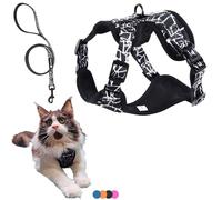 Arnés y Correa para Perro Cachorro Gato Arnes para Perros Anti Tirones Transpirable Acolchado Ajustable Original Tamaño Mediano como Jack Russel o Gato Maine Coon Peso Ideal 7-11,5kg (Talla M, Negro)
