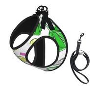 Arnés y Correa para Perros Preppy Tennis Racquets Rosa y Verde, Chaleco Reflectante Ajustable para Perros pequeños, arnés de Malla Transpirable para Cachorros, Ideal para Paseos y Senderismo, Talla m