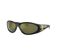 Arnette Hombre Sunglass AN4342 Ilum 2.0 - Color del Marco: Negro/Llamas Dorado, Color de la Lente: Espejo verde oscuro y petróleo