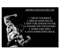 Arnold #6 Rules A3 sin marco Schwarzenegger Culturista Actor Deporte Cita Póster Motivación Inspiración Copia de Foto Firma