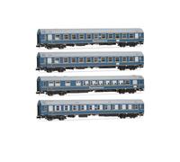 Arnold HN4420 DR Paquete de 4 Unidades de autocares OSShD Tipo B Touristen-Express Juego 1 de 2, decoración Azul, epIII, 2 x WLAB más 1 x WR más 1 x autocares de pasajeros Salon