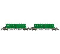 Arnold HN6670 Renfe Mercancías, Pack 2 Unidades Vagones Tolva 4 Ejes Faoos, Verde, Vagones de Mercancías EpV-Vi